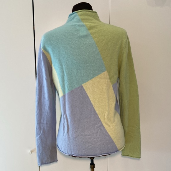 Talbots pure cashmere cowl neck colorblock sweater L - Picture 4 of 13